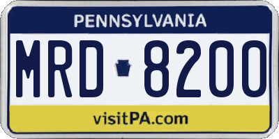 PA license plate MRD8200