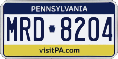 PA license plate MRD8204