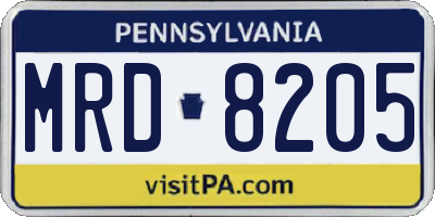 PA license plate MRD8205
