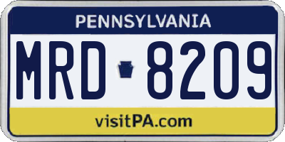 PA license plate MRD8209