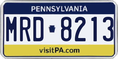 PA license plate MRD8213