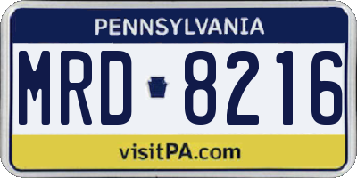 PA license plate MRD8216