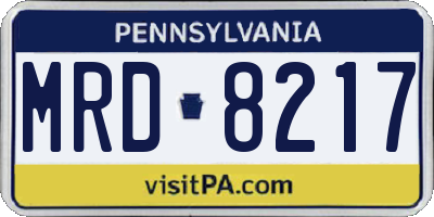 PA license plate MRD8217