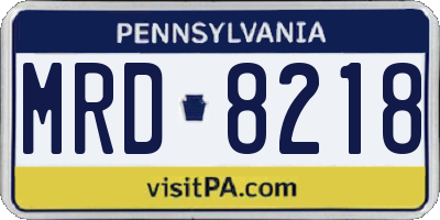 PA license plate MRD8218