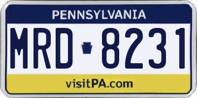 PA license plate MRD8231