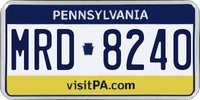 PA license plate MRD8240