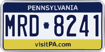 PA license plate MRD8241