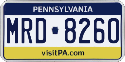PA license plate MRD8260