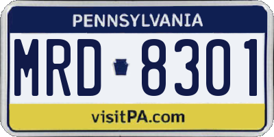 PA license plate MRD8301