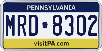 PA license plate MRD8302