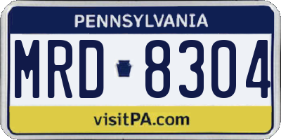 PA license plate MRD8304