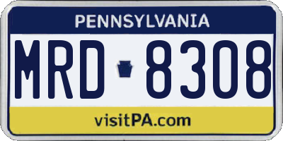 PA license plate MRD8308