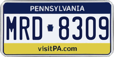 PA license plate MRD8309
