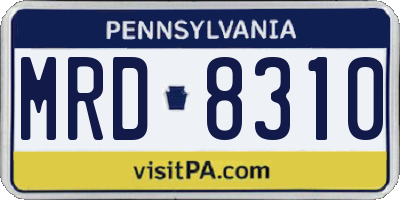 PA license plate MRD8310