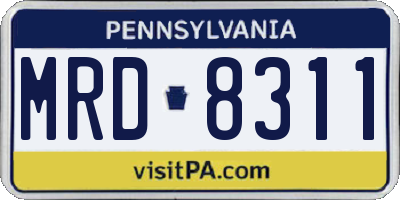 PA license plate MRD8311