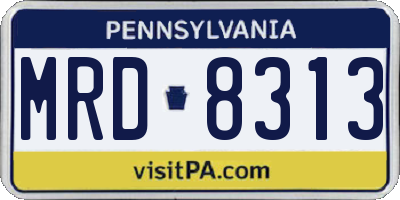 PA license plate MRD8313