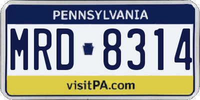 PA license plate MRD8314