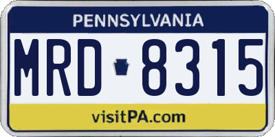 PA license plate MRD8315