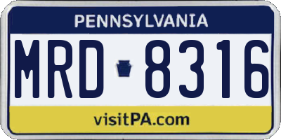 PA license plate MRD8316
