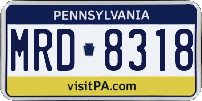 PA license plate MRD8318