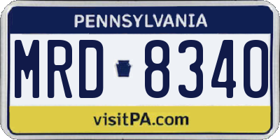 PA license plate MRD8340