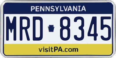 PA license plate MRD8345