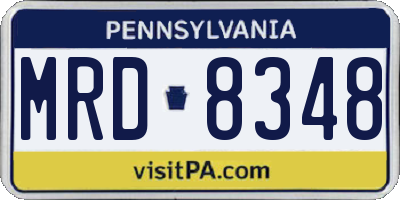 PA license plate MRD8348