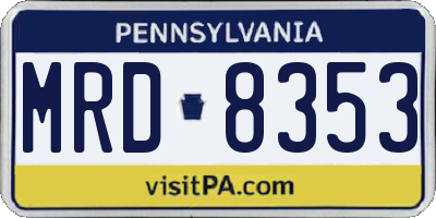 PA license plate MRD8353