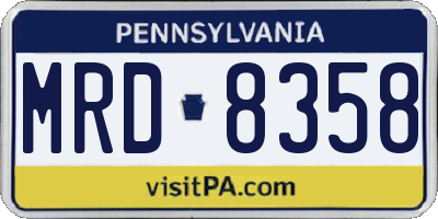 PA license plate MRD8358