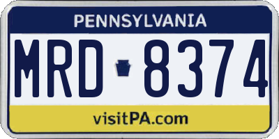 PA license plate MRD8374