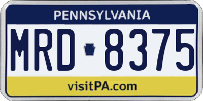 PA license plate MRD8375