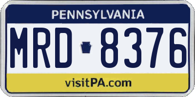 PA license plate MRD8376
