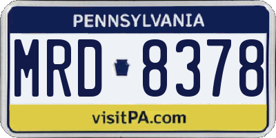 PA license plate MRD8378