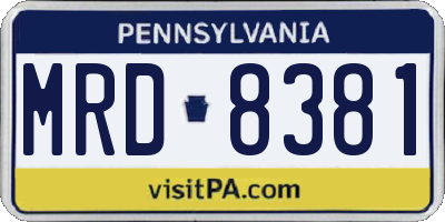 PA license plate MRD8381