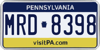 PA license plate MRD8398