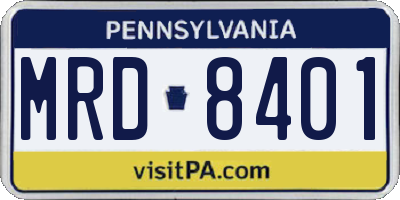PA license plate MRD8401