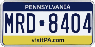 PA license plate MRD8404