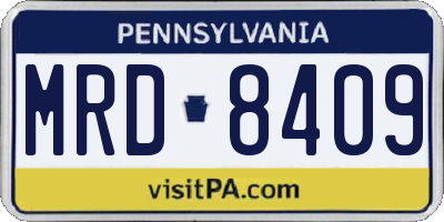 PA license plate MRD8409