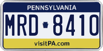 PA license plate MRD8410