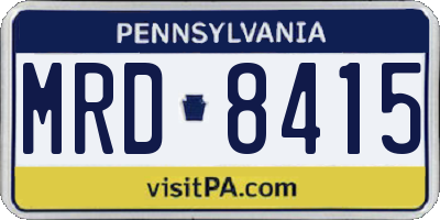 PA license plate MRD8415