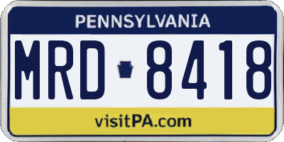 PA license plate MRD8418
