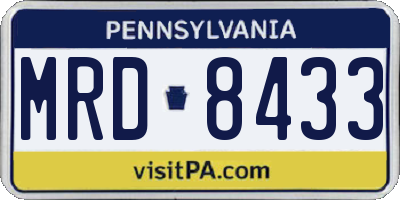 PA license plate MRD8433