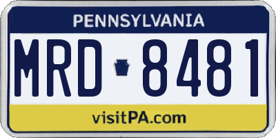 PA license plate MRD8481