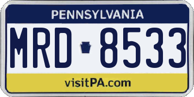 PA license plate MRD8533