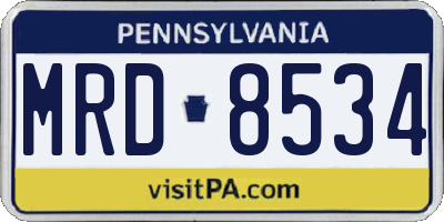 PA license plate MRD8534