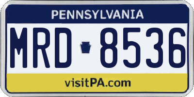 PA license plate MRD8536