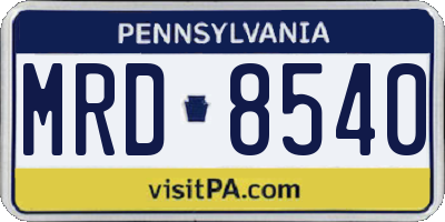 PA license plate MRD8540