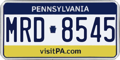PA license plate MRD8545