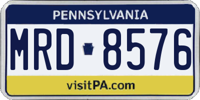PA license plate MRD8576