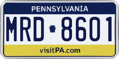 PA license plate MRD8601
